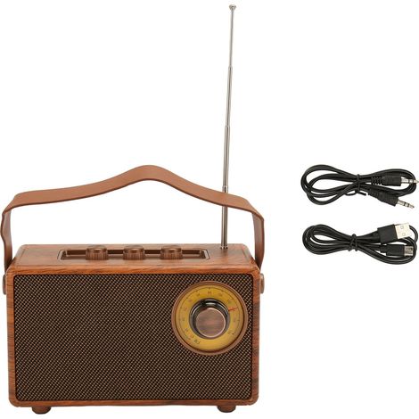 Bluetooth-Lautsprecher im Vintage-Holzdesign, HiFi-Stereo-Sound, Bluetooth 5.3, USB-aufladbar, tragbares Retro-Radio