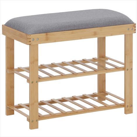 Console bois naturel en bois de bambou 60 x 29 x 50 cm (1/5)
