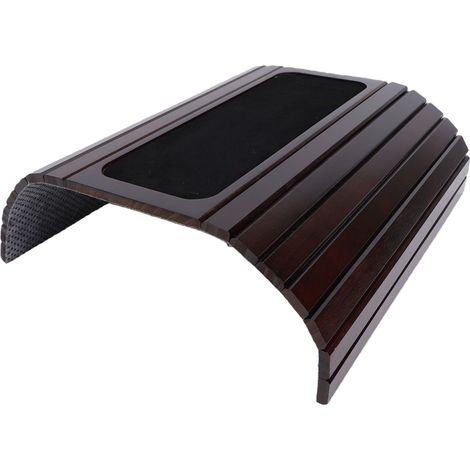 Plateau de bras de canapé, organisateur latéral pliable antidérapant pour boissons, collations, téléphone, télécommande marron (1/5)