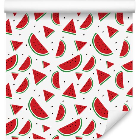 Wassermelonen-Tapete, weiß und rot, für Wohn- und Schlafzimmer, 50 x 1000 cm (1/4)