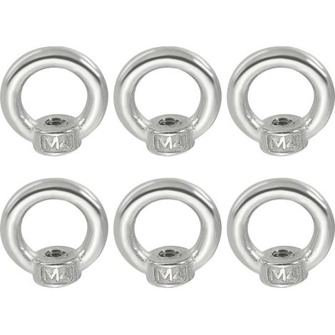 Écrou à Œil de Levage M4, 6Pcs Écrous Filetés Femelles en Acier Inoxydable 304, Anneau Métrique à Épaulement pour la Marine (1/5)