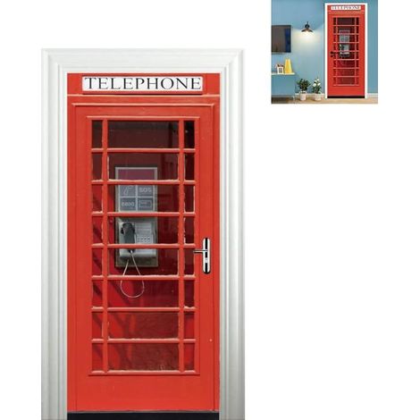 3D-Wandaufkleber „Telefonzellen“ – Türsticker im Trompe-l’Œil-Stil, 77x200 cm für die Inneneinrichtung