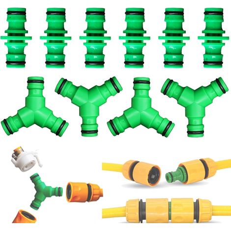 10 raccord Tuyau d'arrosage, Tee raccord de Tuyau connecteur, raccordement de Deux tuyaux, raccord y connecteur Tuyau arrosage, Plastique Double connecteur de tuyaux mâles (1/5)