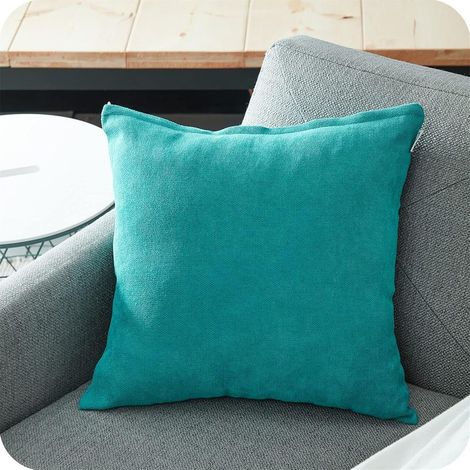 Lot de 1 Housse de Coussin 80x80cm Décoratif Canapé en Chenille Housses Coussin Decoration Chambre Carré Couleur Uni pour Chaise,Voiture,Bureau, Turquoise (1/5)