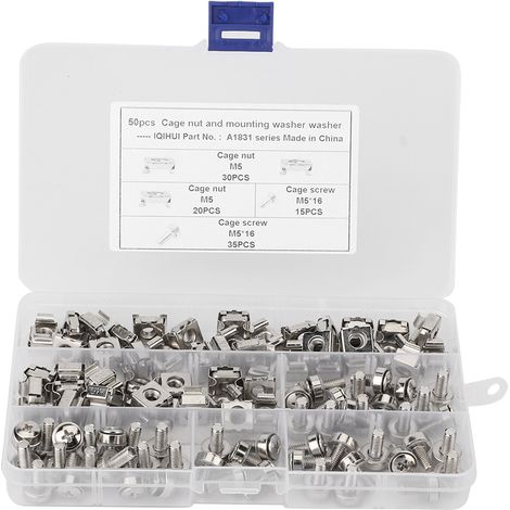 Jeffergarden Kit de montage avec écrous cage M5 et vis M5x16 pour cadre à trous carrés de véhicule (1/5)
