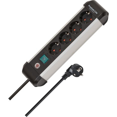 Brennenstuhl 1391030400 Steckdosenleiste mit Schalter Silber-Schwarz Schutzkontakt 1 St.