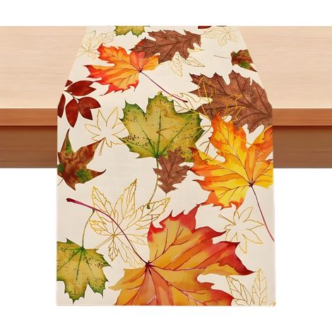 Runner da tavola autunnale, decorazione autunnale per la tavola, lavabile, foglie d'acero, per la decorazione di tavoli da pranzo e feste, 183x33 cm