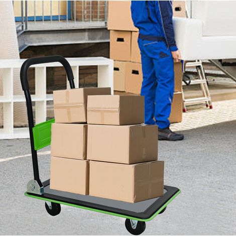 Chariot plateforme pliable 150 kg acier vert OKMYHOME (1/5)