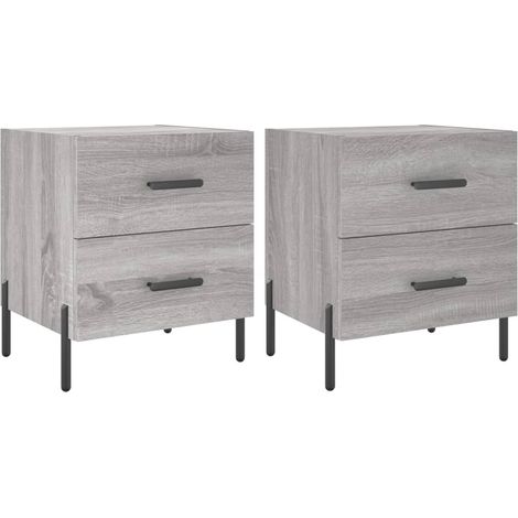 Maison Exclusive - Mesitas noche 2 uds madera ingeniería gris Son
