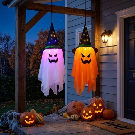 2 Pack Tall Light Up Halloween Ghosts (1/2)