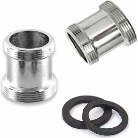 Set mit 2 Messing-Wasserhahnadaptern, 22 mm NPT Außengewinde auf Außengewinde, Wasserhahn-Luftsprudleranschluss für Spültischarmatur, Wasserfilter, Luftsprudler (M18 - M22)