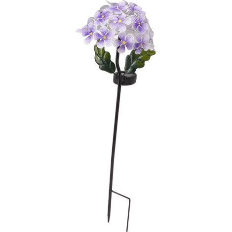 Lampes solaires de jardin LED décoratives d'extérieur en forme d'hortensias violet (1/5)