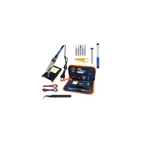 Kit de soldador 8 en 1, estación de soldadura de 60 W, bomba, estaño para soldadura, soldadura electrónica, temperatura ajustable, portátil, 5 puntas, soporte para soldador, bolsa de herramientas - Cr