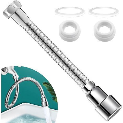 x 20cm Stainless Steel Faucet Extensions, 360° Rotation, 2 Spray Modes, Kitchen Bathroom (1/5)