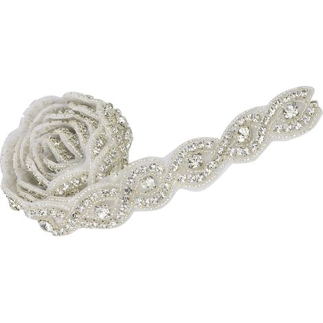 Robe de mariée robuste avec perles faites à la main, chaîne de strass, bordure en dentelle, décoration de quai, ceinture ornée d'appliqués de strass, appliqué de strass en forme de S à faire soi-même