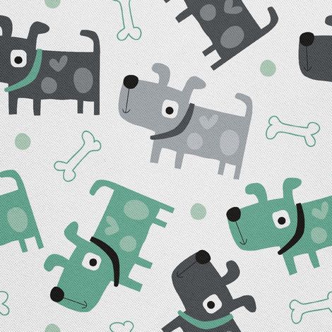 Telas decorativas para exteriores estilo oxford con estampado de perro y hueso. (1/5)