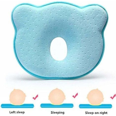 Orthopädisches Babykissen gegen Flachkopf und Kopfverformung, blauer Bär (1/5)