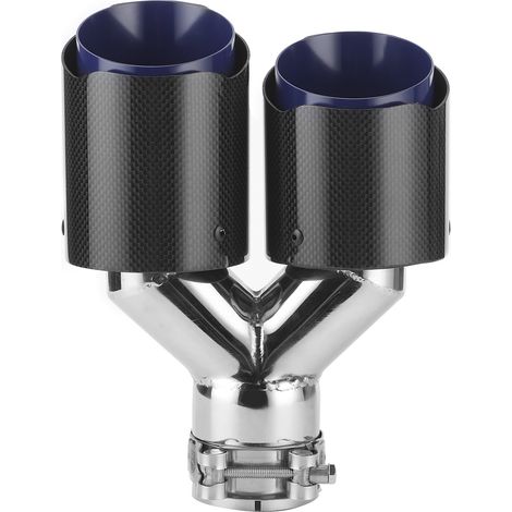 Embout d'échappement universel en fibre de carbone brillante, sortie double en forme de Y pour système d'échappement automobile (1/5)