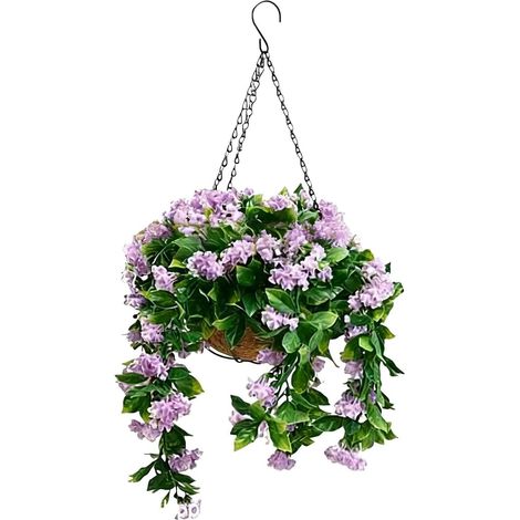 Paniers suspendus artificiels  Myrte nain réaliste  Fleurs artificielles à suspendre de 39,9 cm de long pour balcon, terrasse, maison et jardin (1/5)