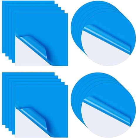 Lot de 20 Kit de Réparation pour Piscine Rustines pour Liner Spa Gonflable Lit à Eau Canapés et Piscines Gonflables 7 7cm Carré et Rond (1/5)