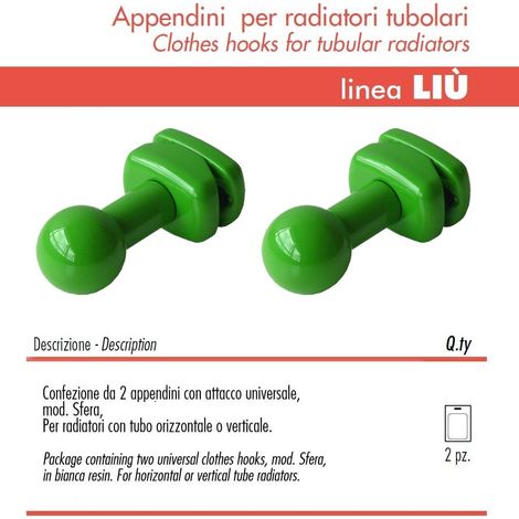 Pika' 2 appendini per radiatori liu' sfera colore verde (1/4)