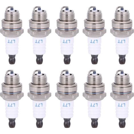 Bougies d’allumage universelles pour tronçonneuse, tondeuse et taille-haie – Lot de 10 pièces en laiton et céramique (1/5)