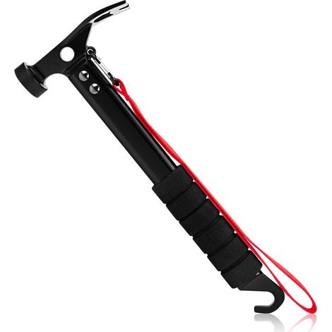 Marteau - Aluminium - Tête Acier Carbone - Crochet Arrache-Sardines - Pour Tente Camping Jardinage Randonnée - 1 Pièce (1/5)