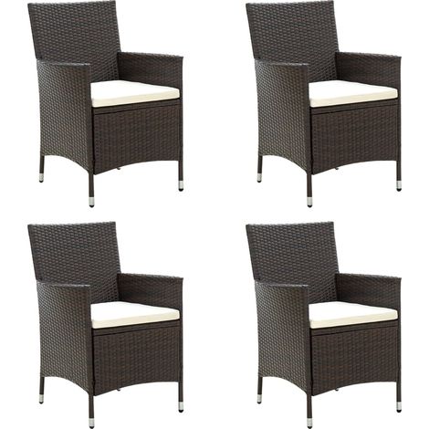 Lot de 4 Chaises de jardin avec coussins Fauteuils de Jardin Résine tressée Marron 43694 (1/5)