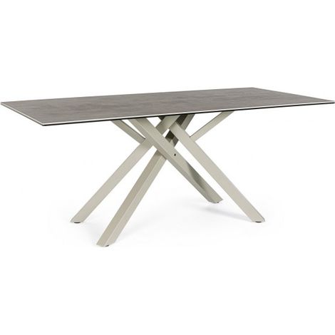 Tavolo "Sean" in ceramica e acciaio 180x90 -Tortora (1/5)