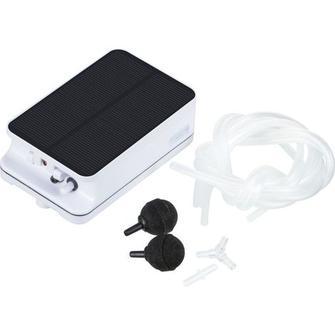 Pompe à air compacte et robuste, oxygénateur solaire de haute qualité, niveau sonore élevé (50 dB) pour aquarium d'ornement. (1/5)