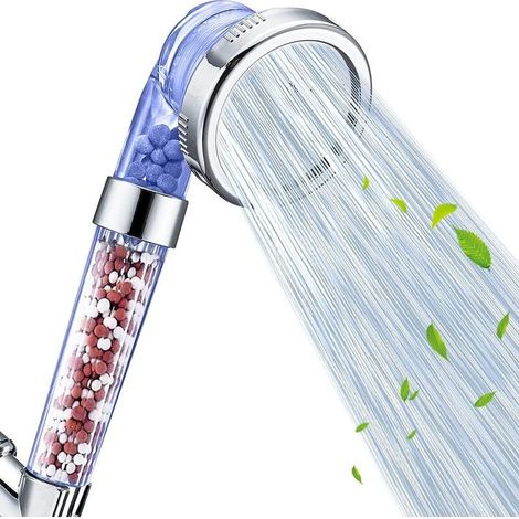 Pommeau de douche, filtre à économie d'eau haute pression, avec interrupteur, 3 modes de fonction pommeau de douche à main brumisateur 1,6 GPM pour cheveux secs et spa de la peau, bleu clair (1/5)