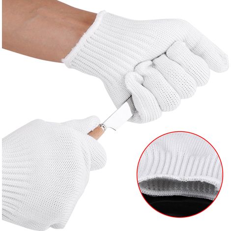 Schnittfeste Handschuhe, verstärkt mit Stahldraht der Güteklasse 5, weiß, Größe L (1/5)