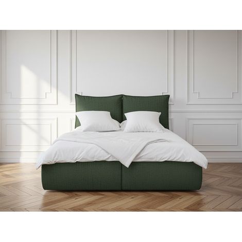 BOBOCHIC - Lit coffre GARANCE avec tête de lit effet oreiller 160x200 Vert (1/5)