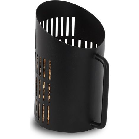 Le Marquier – Pelle à granulés en acier peint – Rond – Noir – 12 cm – Pour manipulation de granulés