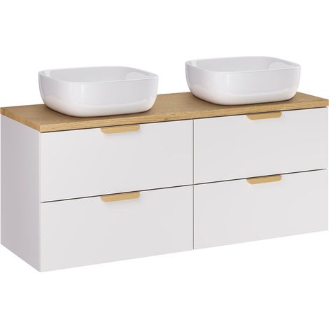 Meuble double vasque 120cm Oria Blanc mat (1/5)