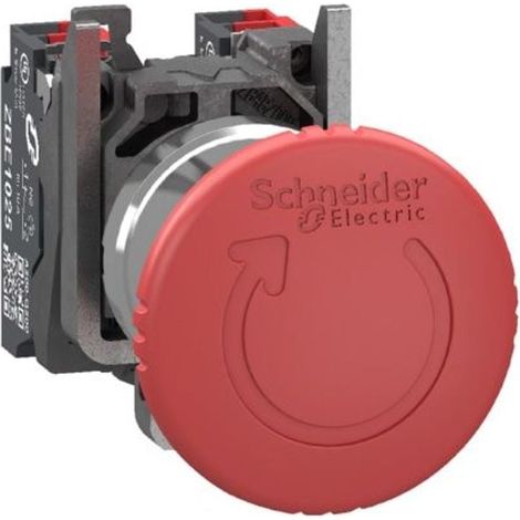 Pulsante arresto di emergenza Harmony XB4 Ø40 premere-girare rosso 2NC Push In - XB4BS84445