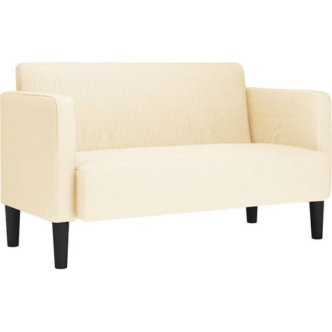 Divano  Sofa Divanetto Crema 109 cm Tessuto di Velluto a Coste (1/5)