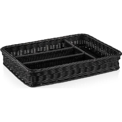 Panier à couverts avec séparations 40 x 30 cm H 6,5 cm noir polypropylène WEAVER PRO - Was Germany (1/2)
