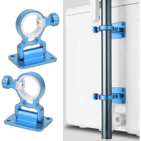 Angel-Sonnenschirmhalter, Aluminium-Bootsrutenhalter, Zubehör, Sonnenschirmständer, Wandhalterung, Stangen (1 Set, Blau) (1/5)