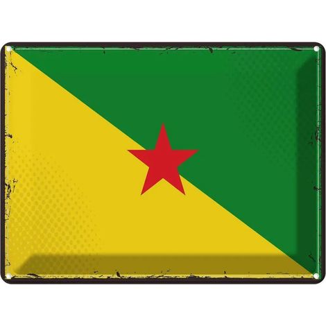 Plaque métallique 30x40 cm Drapeau rétro des Guyanes françaises, blason (1/5)