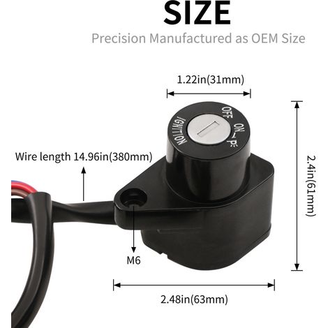 Black ignition switch for motorcycles suitable for Kawasaki EN400, VN400, VN800, and VN900 (1/4)