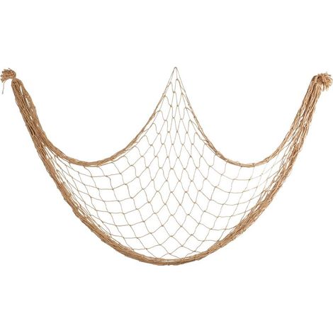 Filet de pêche, décoratif, 100 x 200 cm, filet de pêche, décoration murale pour enfants, plage, thèmes suspendus, style méditerranéen, décoration murale pour salon, fond (marron) (1/5)