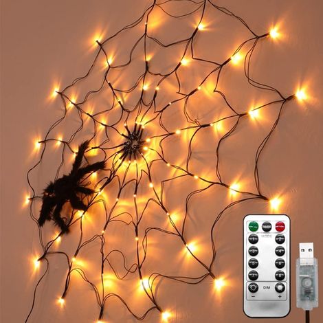 LED Spinnennetz Lichterkette mit Spinne USB – ideal für Fenster, Garten und die Haustür (1/5)