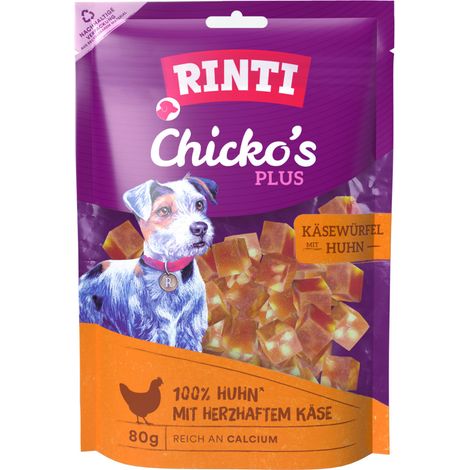 Rinti Chicko Plus Hundesnack Käsewürfel mit Huhn 80g Trockenfutter Hunde