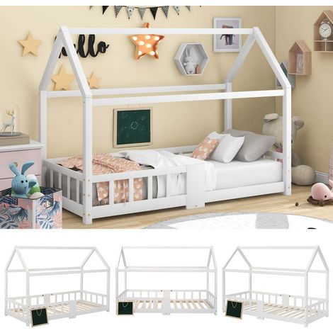 Gutent – Lit cabane en bois de pin 90 x 200 cm – Sommier à lattes anti-chute – Peinture à base d'eau – Poids maximal 120 kg (1/5)