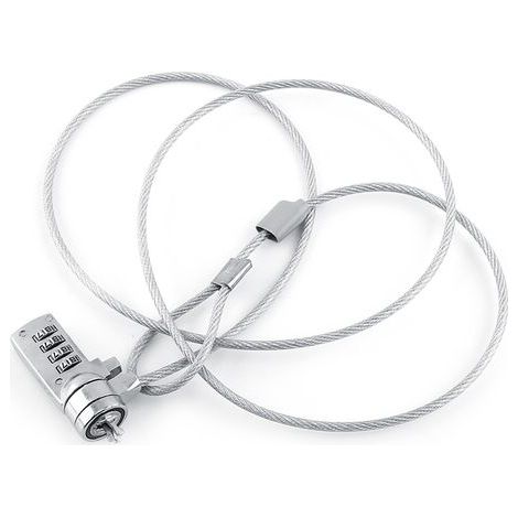Antivol de sécurité pour ordinateur portable avec câble et chaînette, code à 4 chiffres, pour PC portable. (1/5)