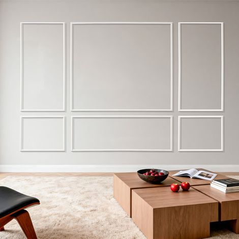 VEVOR Wandform-Set, 3er-Pack, 78,99/80,01/60,96/90,93cm Stuckleisten aus Lackierbarem Polystyrol, Wandleiste, Zierleiste für Wände, Friesleisten für Wohnzimmer, Schlafzimmer, Zuhause, Weiß (1/5)