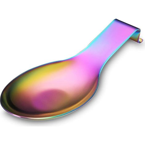 Löffelablage aus mattem, regenbogenfarbenem Edelstahl für den Herd – Küchenutensilienhalter (1/5)