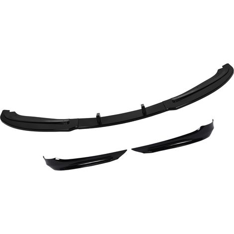 Kit carrosserie sport 5 pièces pour pare-chocs avant (lame, spoiler, splitter) compatible BMW Série 3 E90 E91 LCI (2007-2012), noir brillant (1/5)