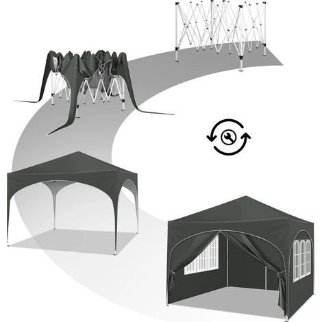 Tente de toit extérieure avec protection solaire rapide, abri de fête avec housse de transport (tente seule)